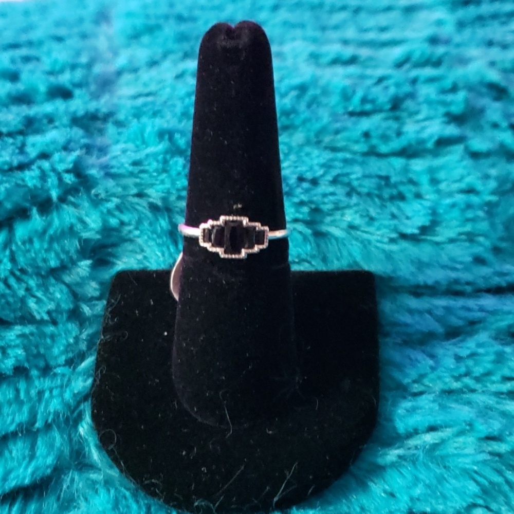 Sterling silver and Onyx ring, size 7